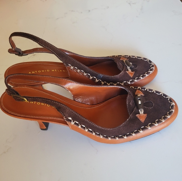 Antonio Melani Leather Boho Slingbacks - Picture 2 of 4
